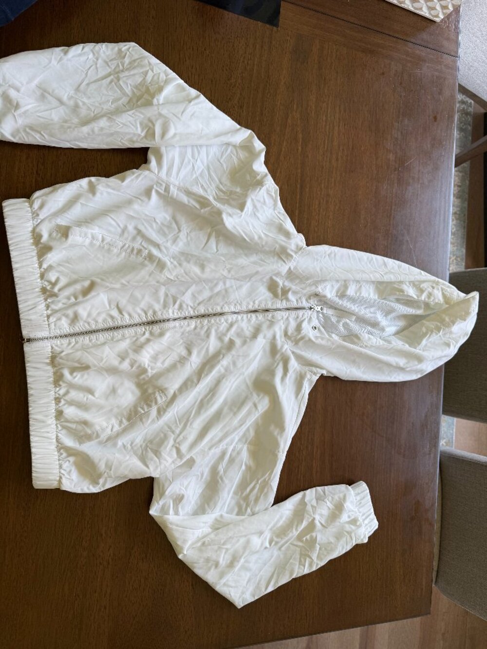 Forever 21 White Parachute Windbreaker Jacket Full Zip Mesh Lining - Size L